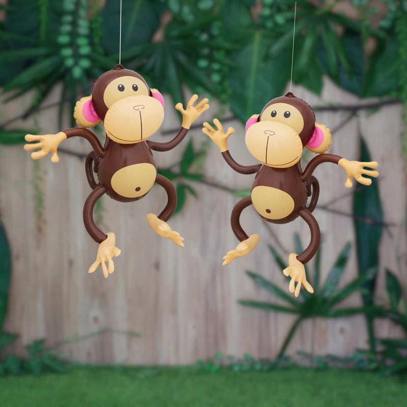 4E's Novelty Inflatable Monkeys (4 Pack) 27 Inch Large Monkeys Inflatables For Jungle Decor  Safari Birthday Decorations  Kids Animal Party Supplies  Baby Shower Favors By 4E's Novelty - Image 2